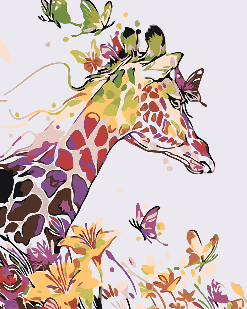 Giraffa e farfalle