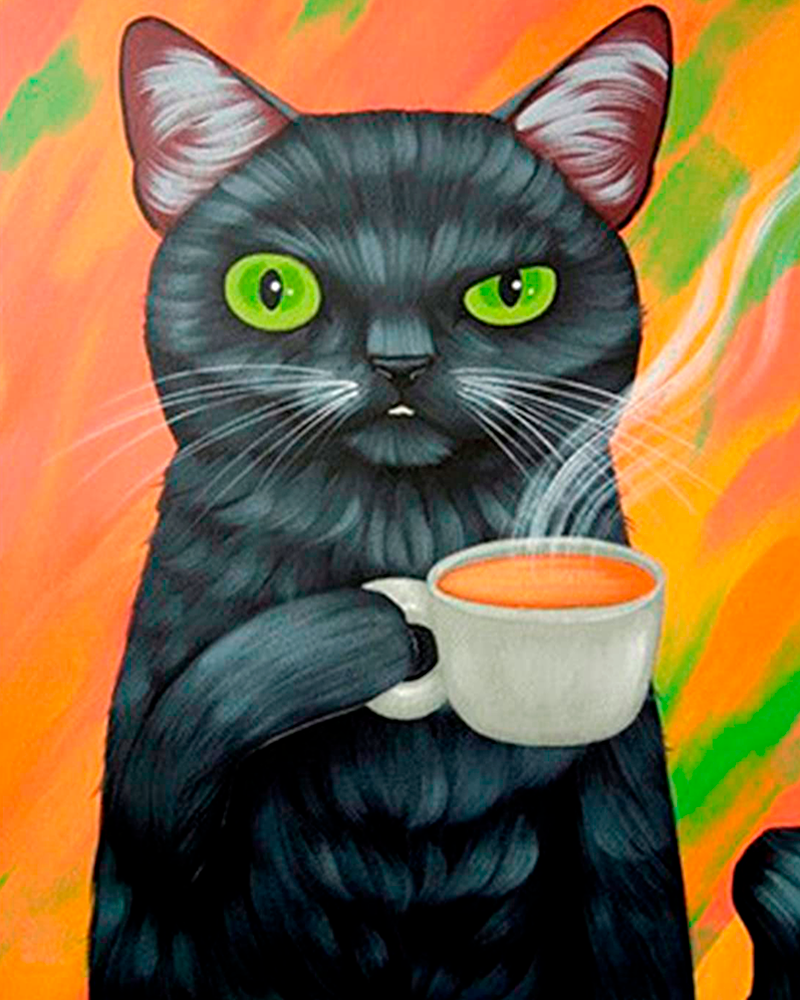 Cat drink coffee