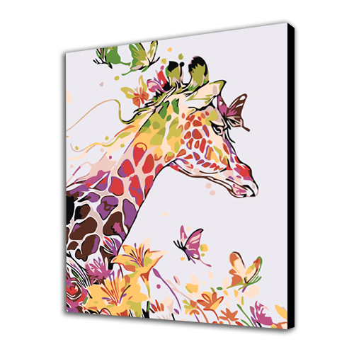 Giraffe and butterflies